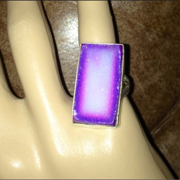 Handcrafted Large Druzy & Sterling Silver Plated - Picture 2 of 4